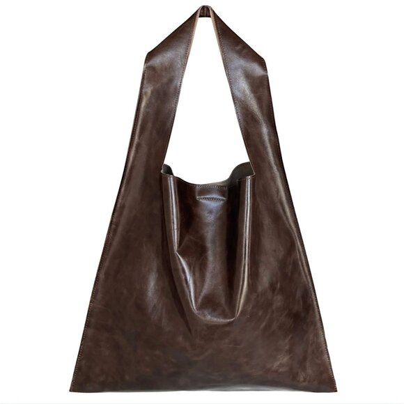 THE NEW STUDIO M02 GLOSSY TEXTURED BROWN Bag $437 NWT - Picture 1 of 8